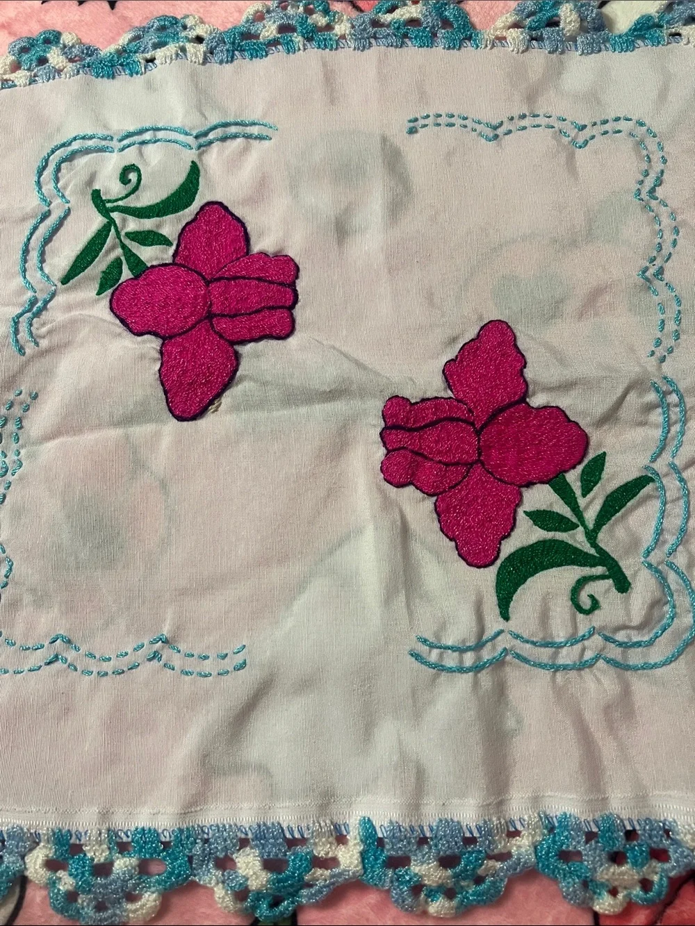 Hand-Embroidered Mexican Tortilla Warm - Blue